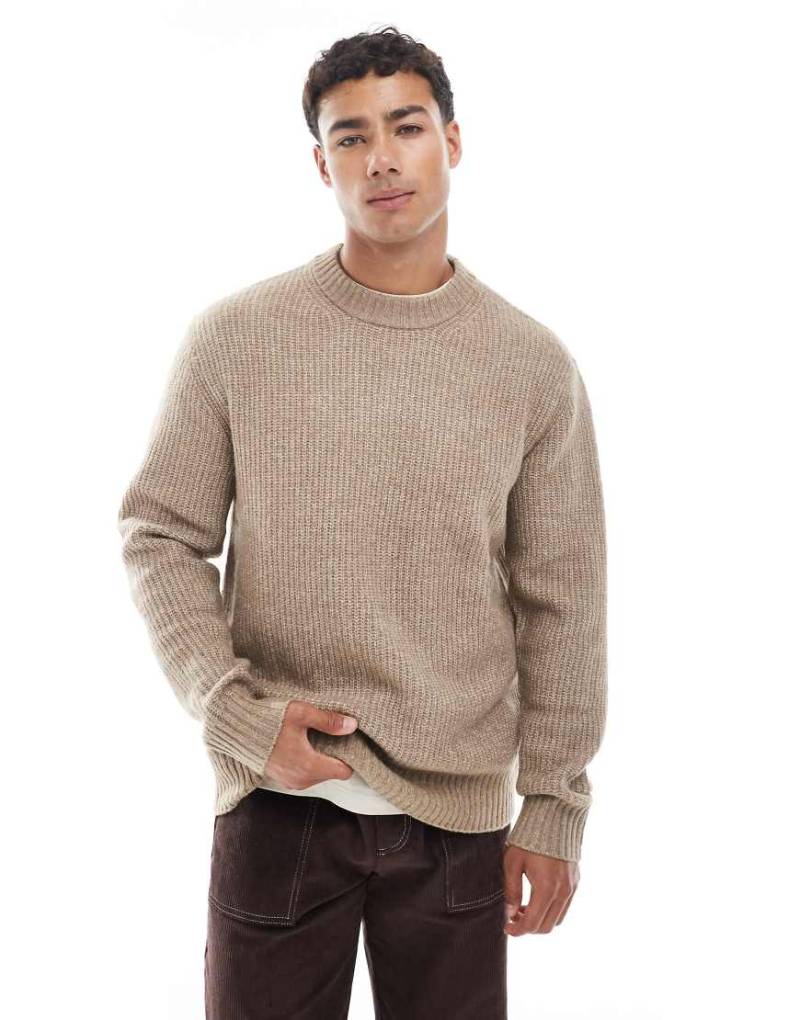 Jack & Jones - Oversize-Pullover in Beige mit dicker Rippenstruktur-Neutral von Jack & Jones