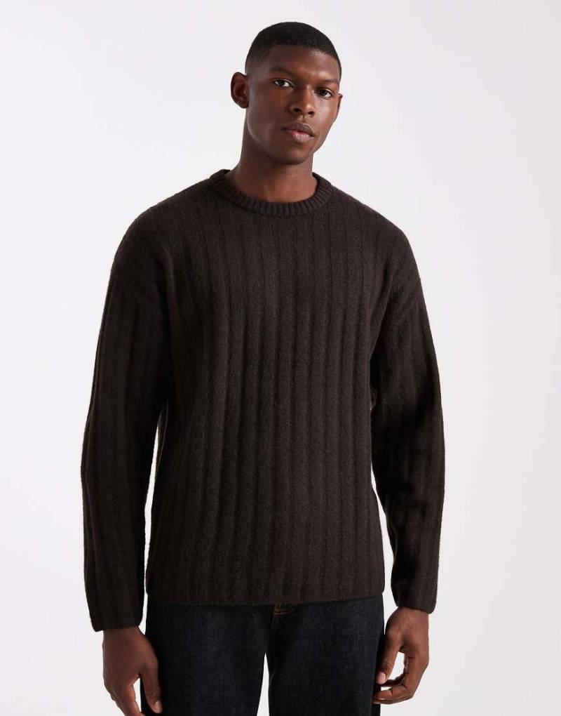 Jack & Jones - Oversize-Pullover in Braun mit dicker Rippenstruktur von Jack & Jones