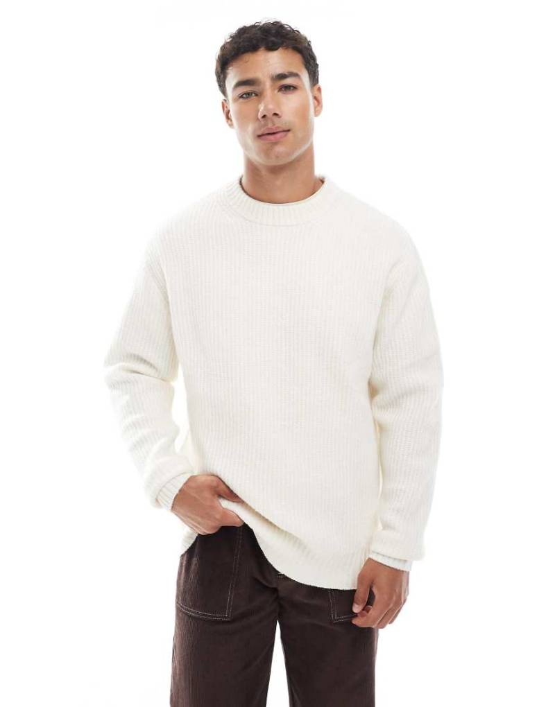 Jack & Jones - Oversize-Pullover in Cremeweiß mit dicker Rippenstruktur von Jack & Jones