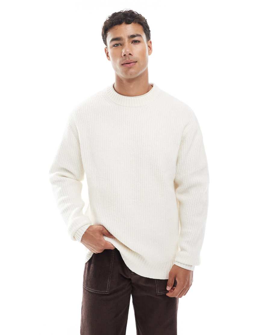 Jack & Jones - Oversize-Pullover in Cremeweiß mit dicker Rippenstruktur von Jack & Jones