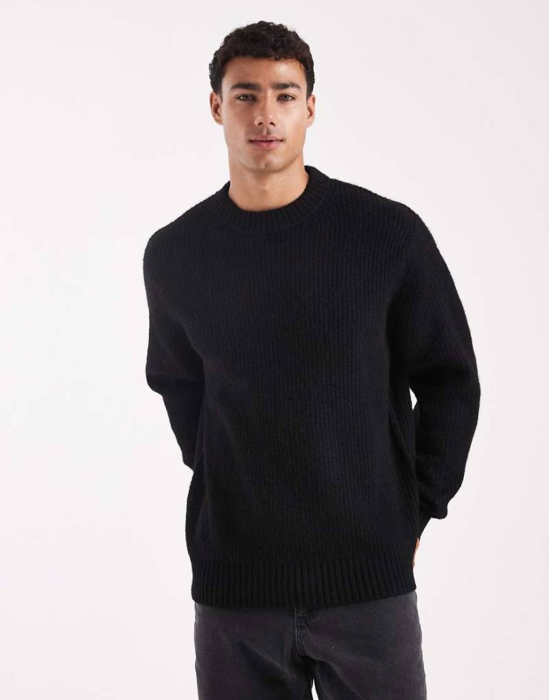 Jack & Jones - Oversize-Pullover in Schwarz mit dicker Rippenstruktur von Jack & Jones
