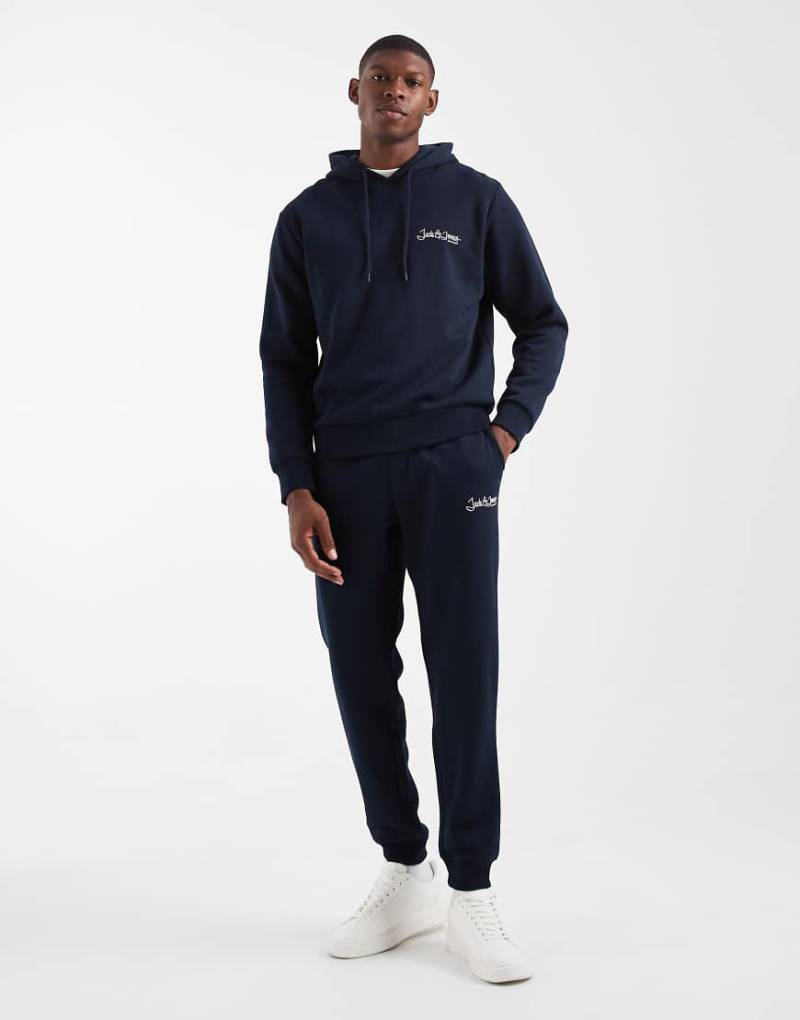 Jack & Jones - Oversize-Set aus Kapuzenpullover und Jogginghose in Marineblau mit Logo von Jack & Jones