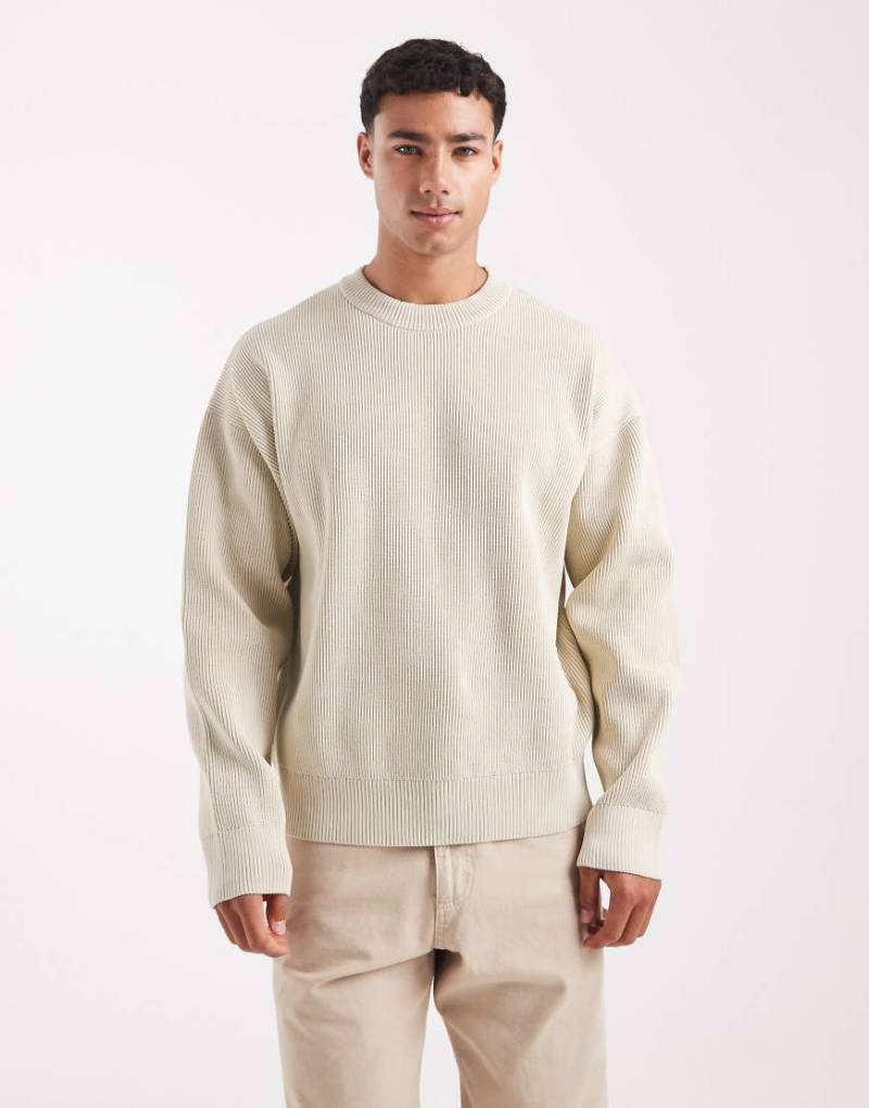 Jack & Jones - Oversize-Strickpullover in Beige mit Rippenstruktur-Neutral von Jack & Jones