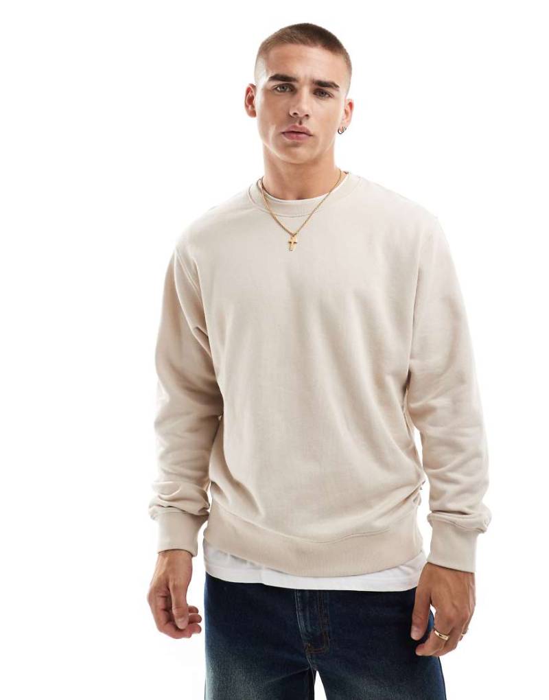 Jack & Jones - Oversize-Sweatshirt in Beige mit Rundhalsausschnitt-Neutral von Jack & Jones