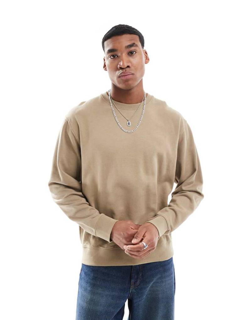 Jack & Jones - Oversize-Sweatshirt in Khaki mit Rundhalsausschnitt-Neutral von Jack & Jones