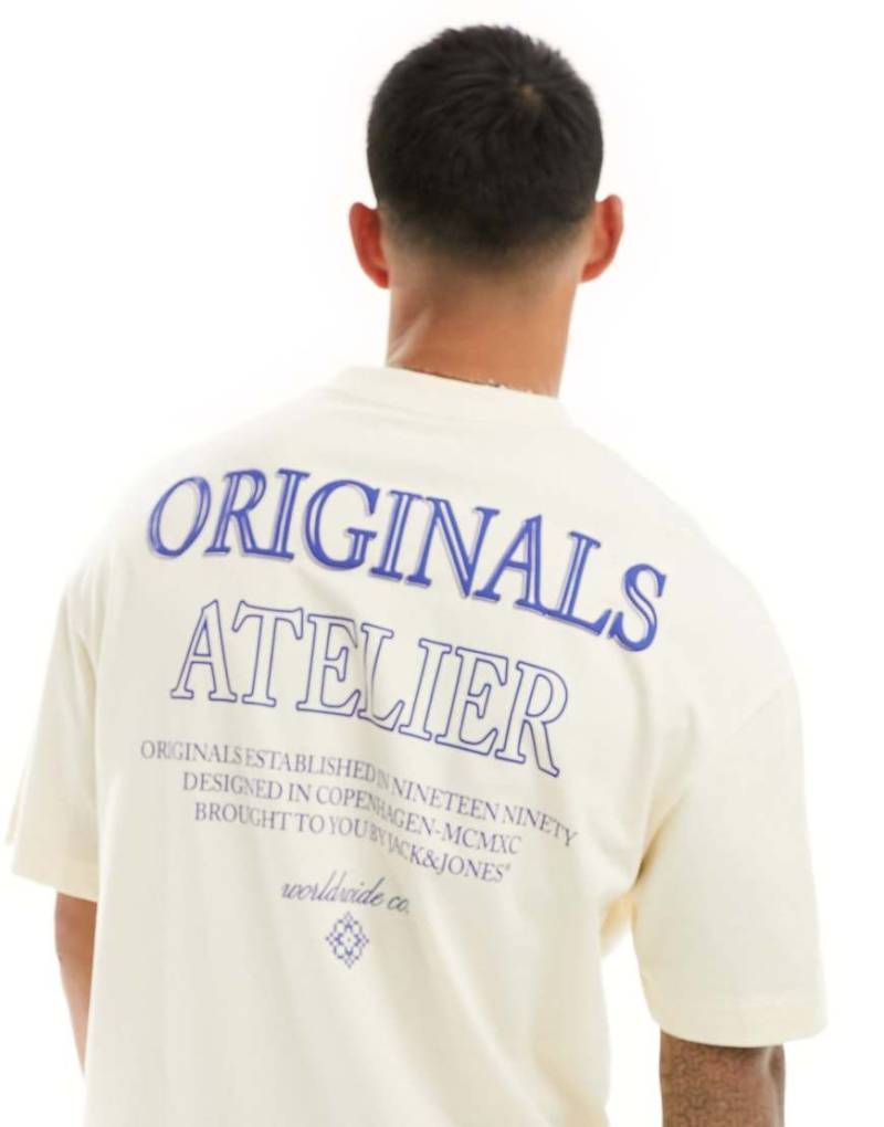 Jack & Jones - Oversize-T-Shirt in Beige mit Logoprint auf dem Rücken-Neutral von Jack & Jones