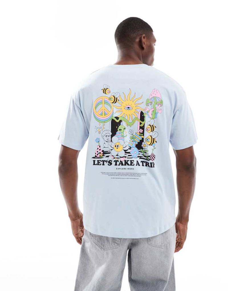 Jack & Jones - Oversize-T-Shirt in Blau mit „Explore More"-Print von Jack & Jones