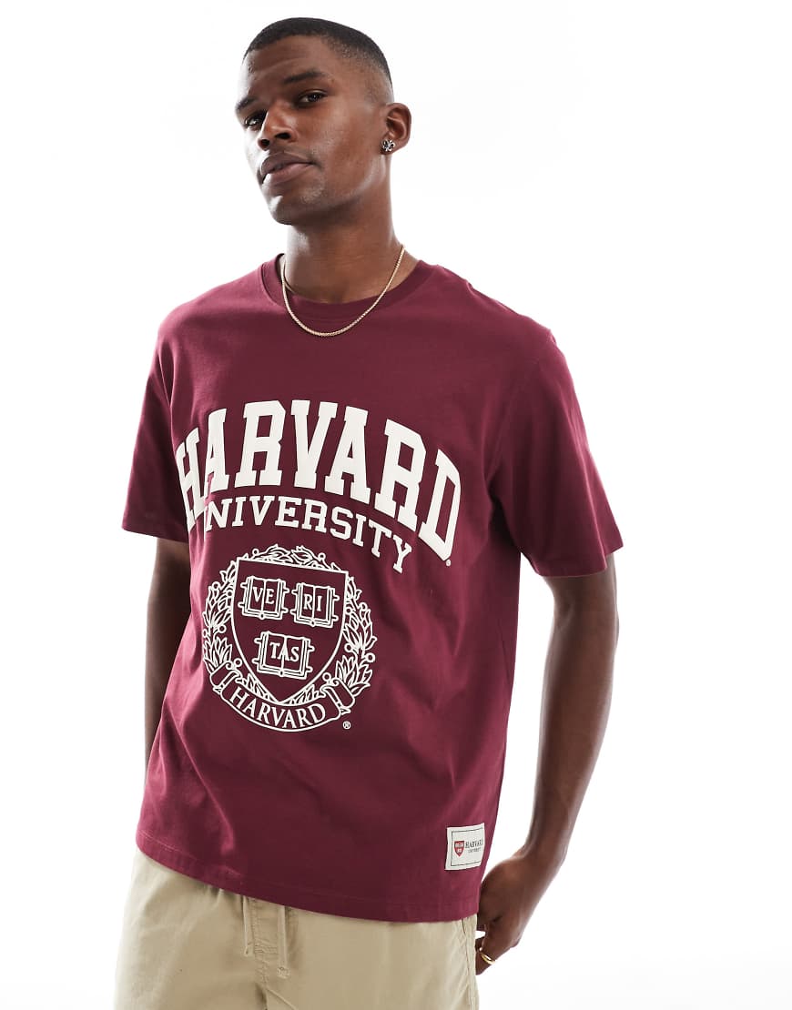 Jack & Jones - Oversize-T-Shirt in Burgunderrot mit Harvard-Print von Jack & Jones