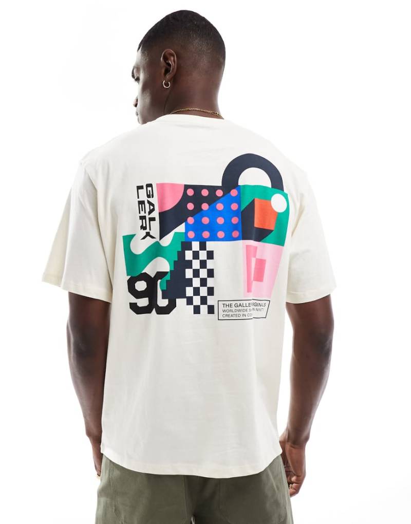 Jack & Jones - Oversize-T-Shirt in Ecru mit Grafikprint am Rücken-Weiß von Jack & Jones