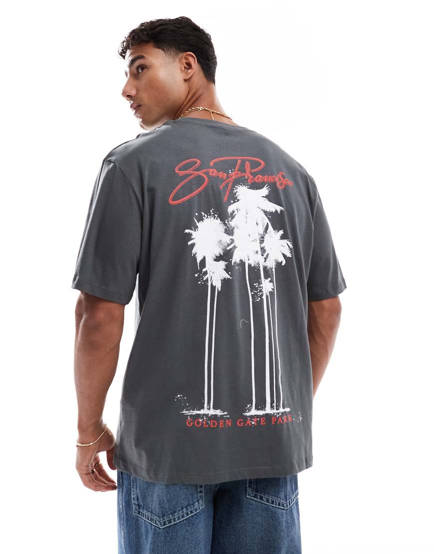 Jack & Jones - Oversize-T-Shirt in Grau mit „San Francisco"-Print von Jack & Jones