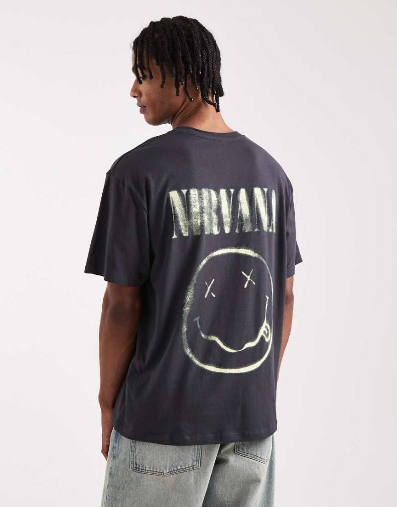 Jack & Jones - Oversize-T-Shirt in Grau mit Nirvana-Print von Jack & Jones