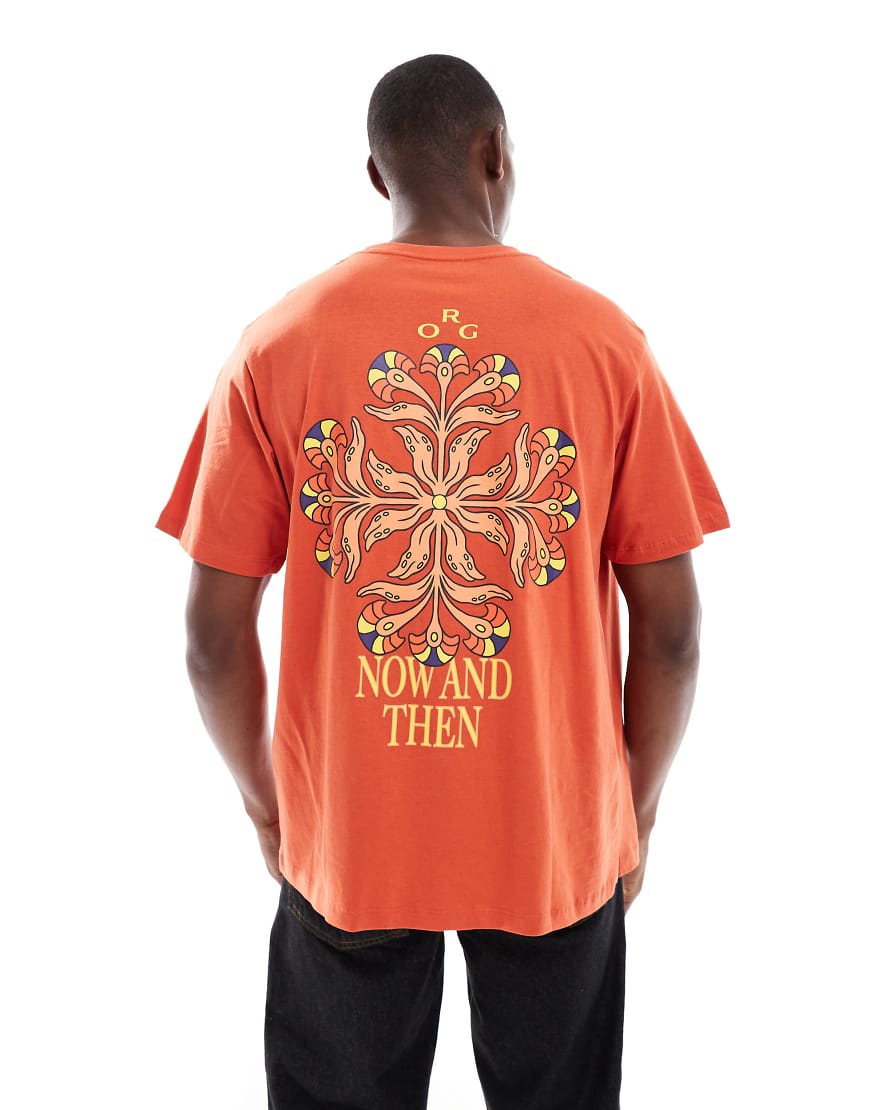 Jack & Jones - Oversize-T-Shirt in Orange mit „Now and Then"-Print am Rücken Jack & Jones - Oversize-T-Shirt in Orange mit „Now and Then"-Print am Rücken von Jack & Jones