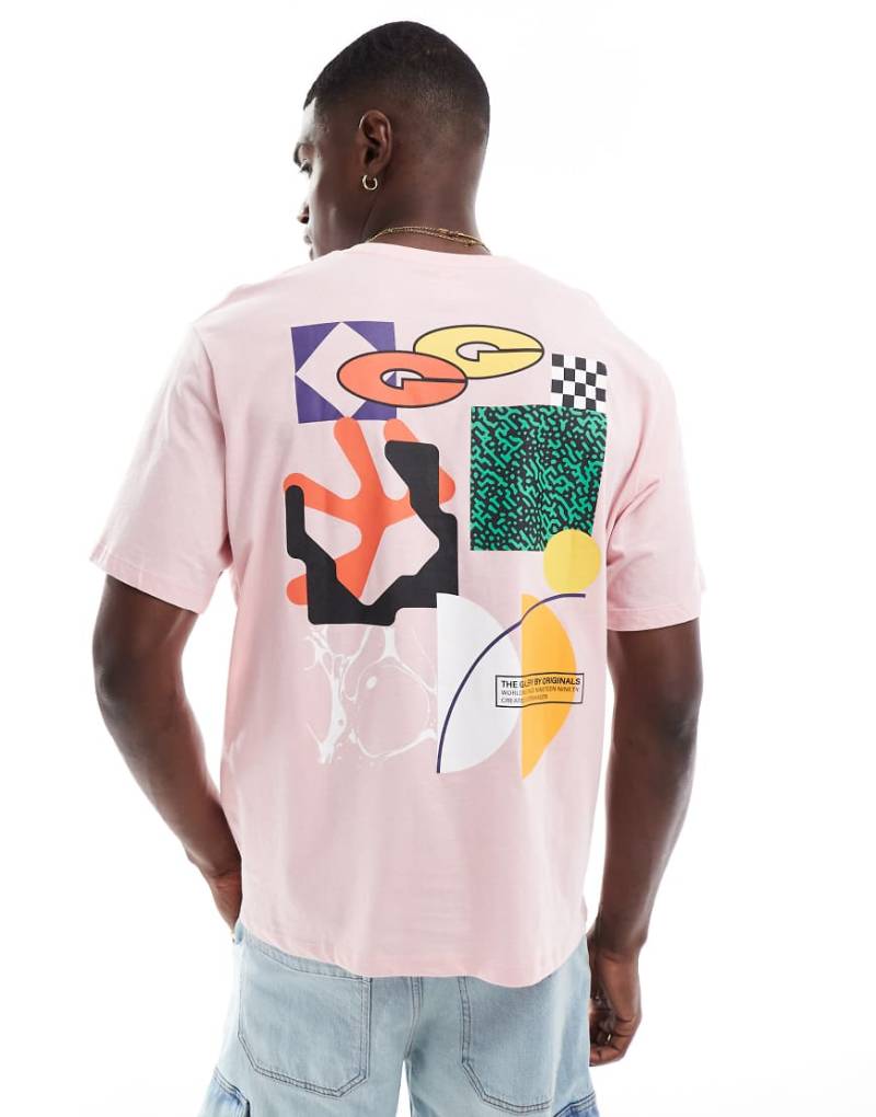 Jack & Jones - Oversize-T-Shirt in Rosa mit Grafikprint am Rücken von Jack & Jones