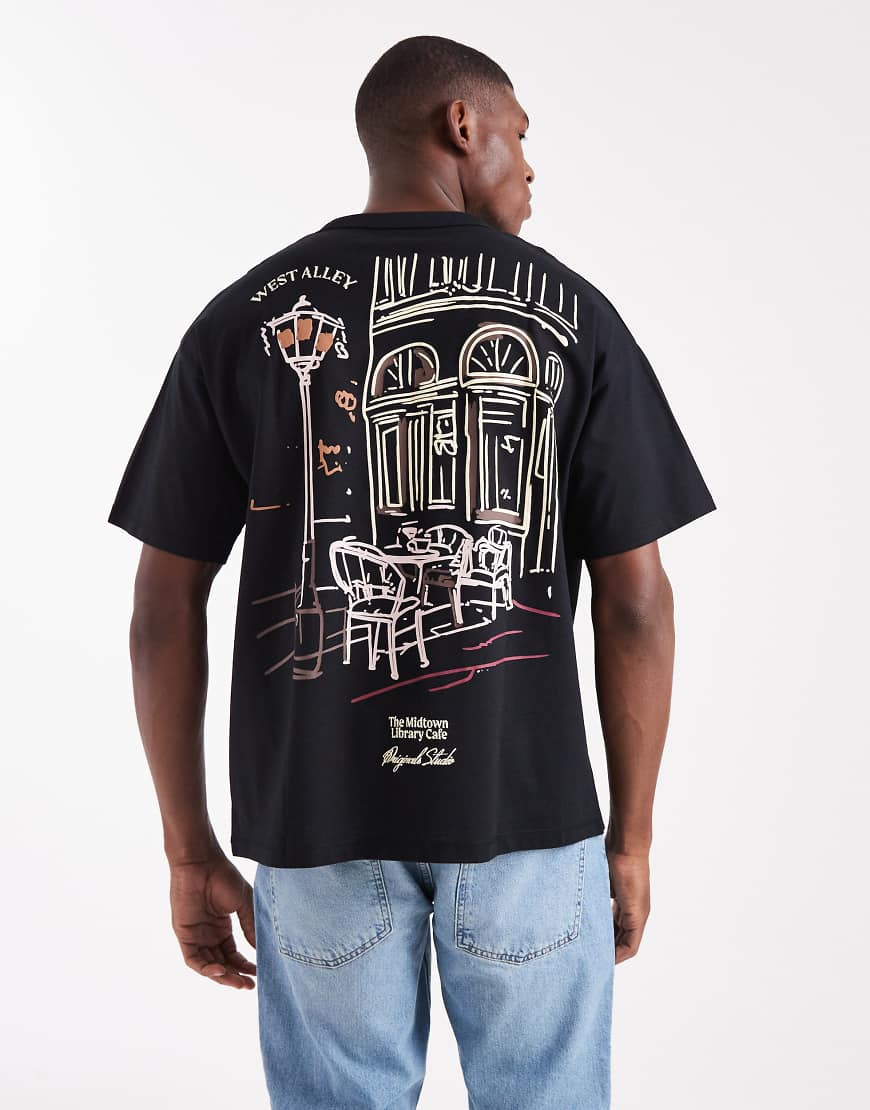 Jack & Jones - Oversize-T-Shirt in Schwarz mit „Originals"-Skizze von Jack & Jones