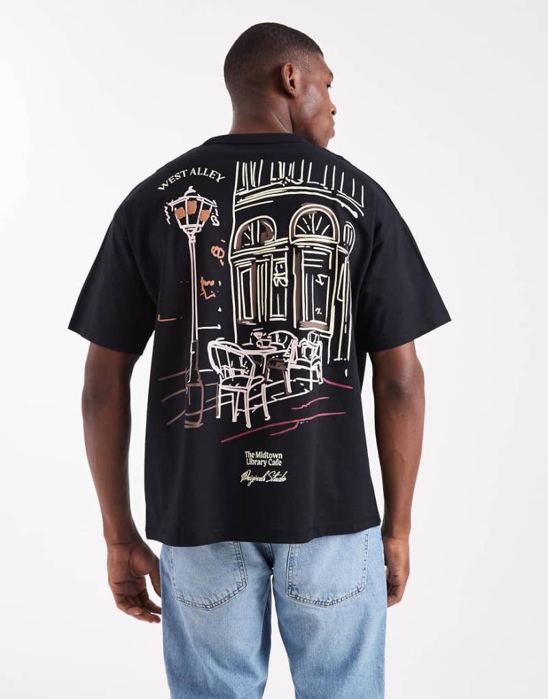 Jack & Jones - Oversize-T-Shirt in Schwarz mit „Originals"-Skizze von Jack & Jones