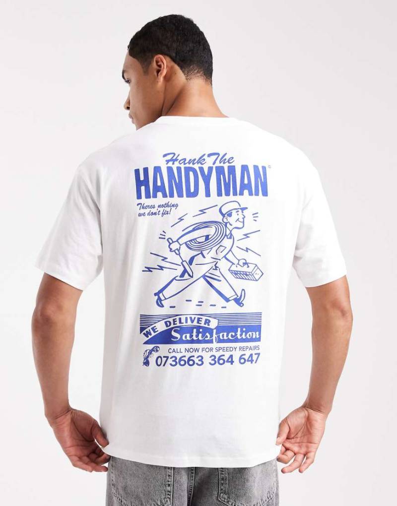 Jack & Jones - Oversize-T-Shirt in Weiß mit „Handyman"-Print auf der Brust von Jack & Jones