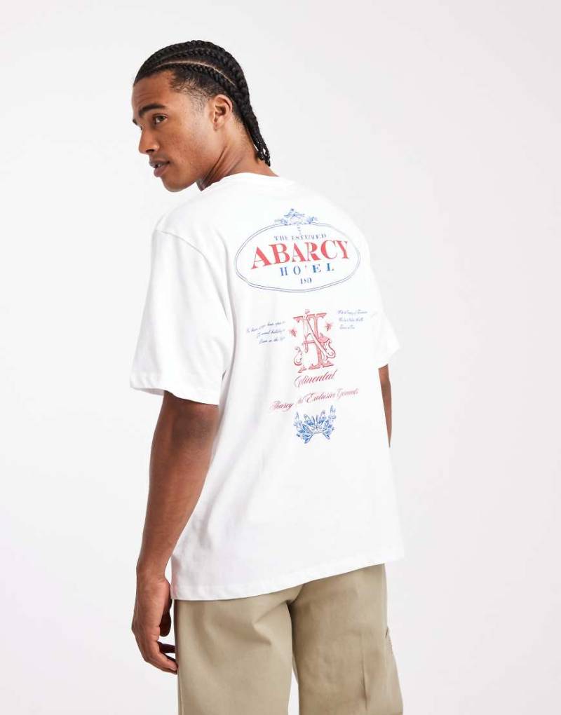 Jack & Jones - Oversize-T-Shirt in Weiß mit Hotel-Rückenprint von Jack & Jones