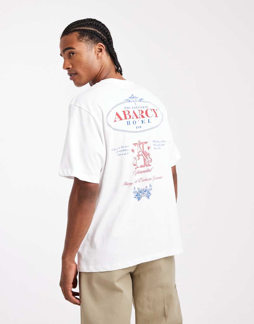 Jack & Jones - Oversize-T-Shirt in Weiß mit Hotel-Rückenprint von Jack & Jones