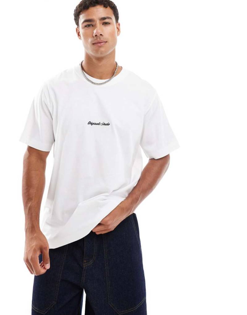 Jack & Jones - Oversize-T-Shirt in Weiß mit Originals-Stickerei Jack & Jones - Oversize-T-Shirt in Weiß mit Originals-Stickerei von Jack & Jones