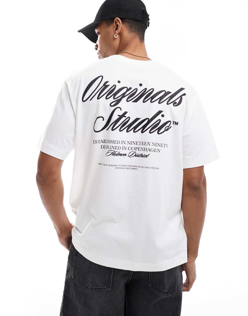 Jack & Jones - Oversize-T-Shirt in Weiß mit Schreibschrift-Rückenprint von Jack & Jones