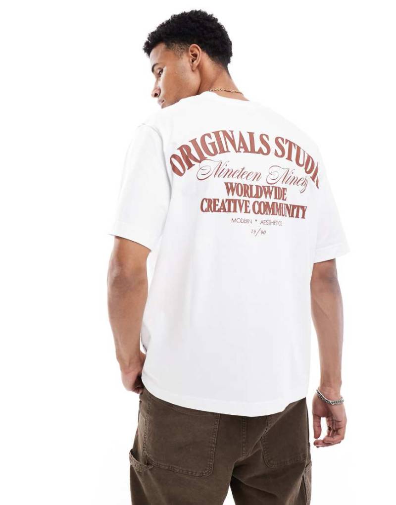 Jack & Jones - Oversize-T-Shirt in Weiß mit Textprint-Rückenprint von Jack & Jones