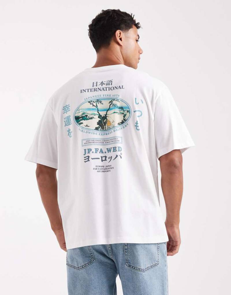 Jack & Jones - Oversize-T-Shirt in Weiß mit japanischem Rückenprint von Jack & Jones