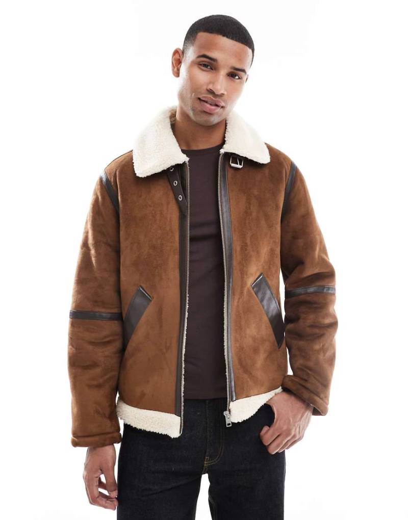 Jack & Jones - Pilotenjacke aus Wildlederimitat in Hellbraun von Jack & Jones