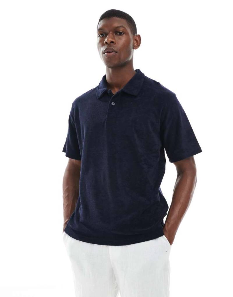 Jack & Jones - Polohemd aus Frottee in Marineblau von Jack & Jones
