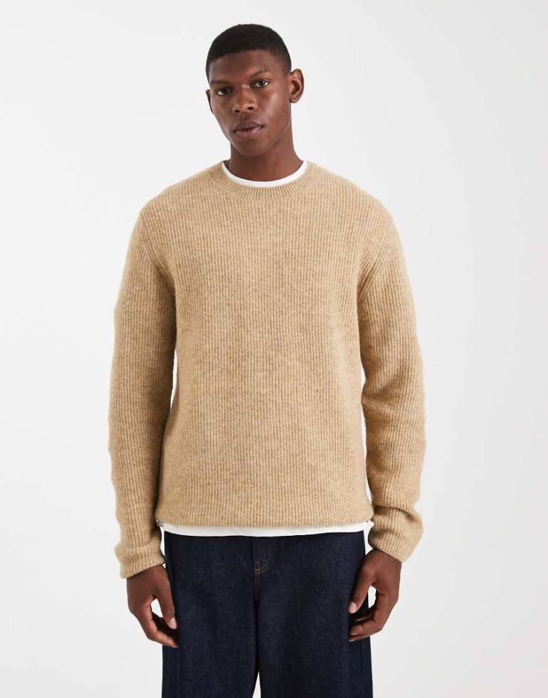 Jack & Jones Premium - Flauschiger, gerippter Pullover in Beige-Neutral von Jack & Jones