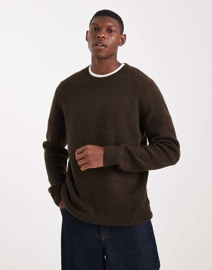 Jack & Jones Premium - Flauschiger, gerippter Pullover in Braun-Brown von Jack & Jones