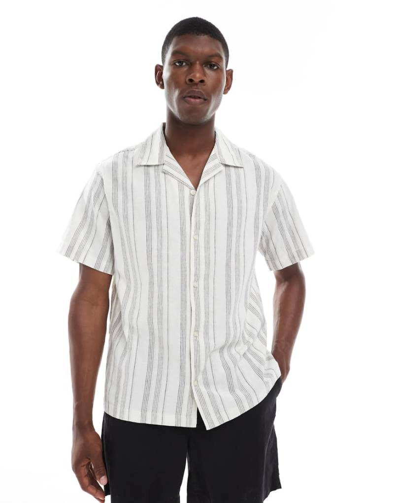 Jack & Jones Premium - Gestreiftes Hemd aus Leinenmix in Weiß von Jack & Jones