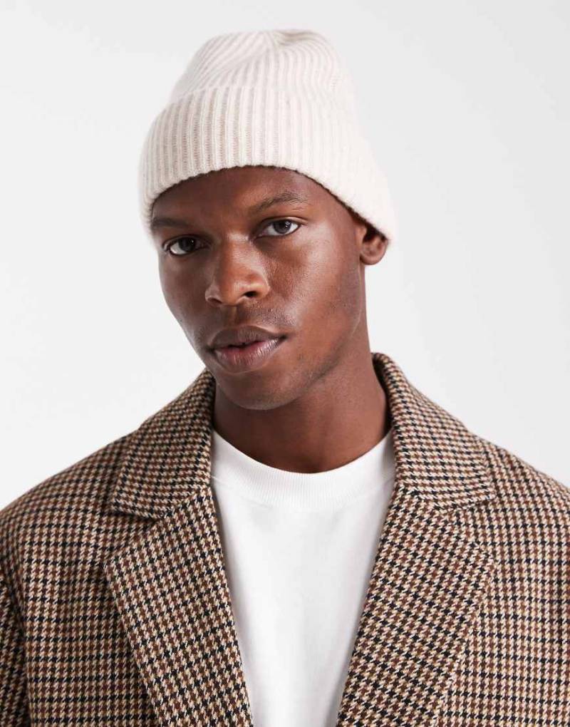 Jack & Jones Premium - Hochwertige Mütze aus Wollmix in Beige-Neutral von Jack & Jones