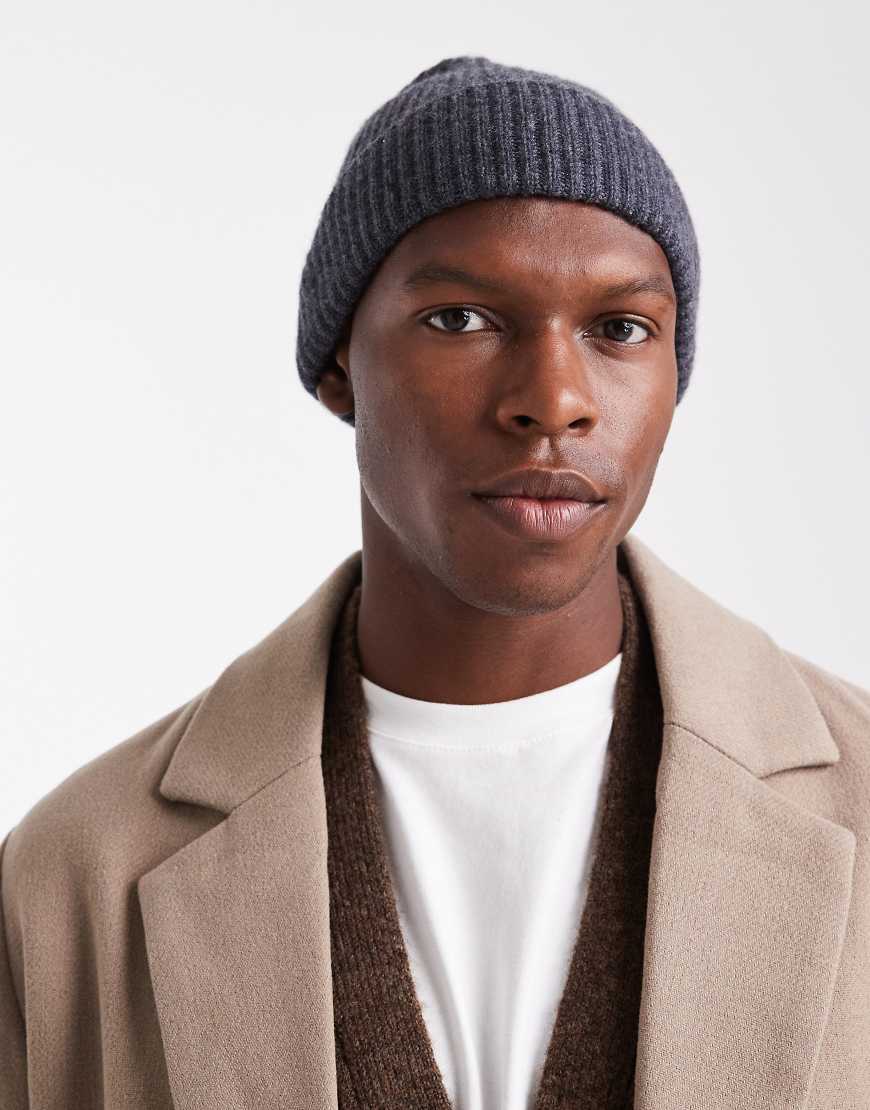 Jack & Jones Premium - Hochwertige Mütze aus Wollmix in Dunkelgrau von Jack & Jones