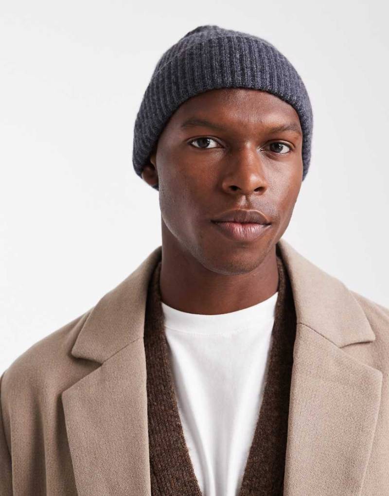 Jack & Jones Premium - Hochwertige Mütze aus Wollmix in Dunkelgrau von Jack & Jones