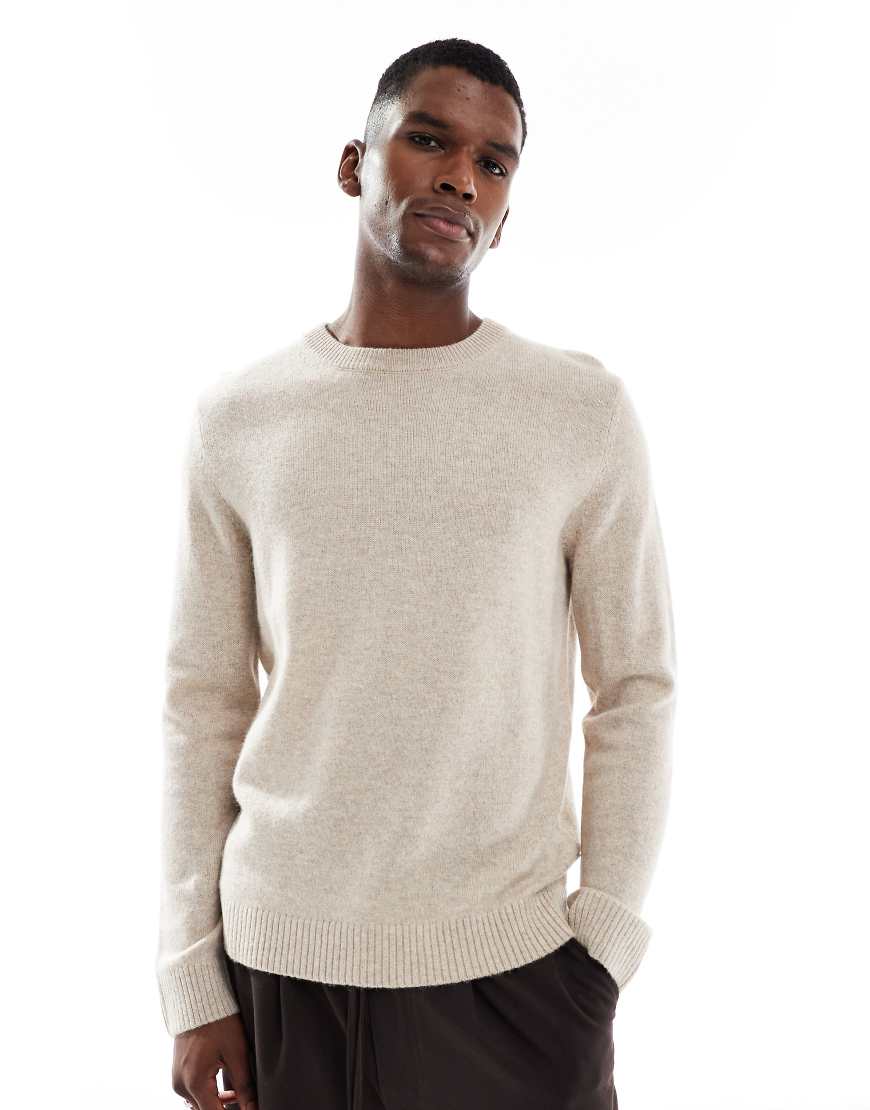 Jack & Jones Premium - Lammwollpullover in Beige mit Rundhalsausschnitt-Neutral Jack & Jones Premium - Lammwollpullover in Beige mit Rundhalsausschnitt-Neutral von Jack & Jones