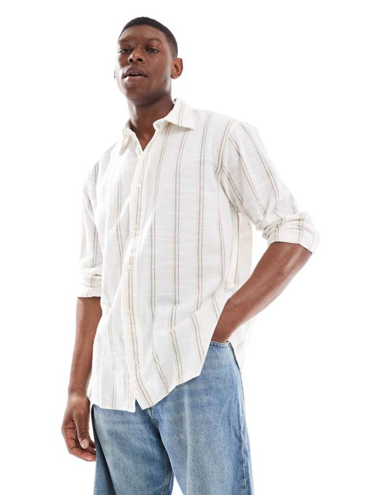 Jack & Jones Premium - Langärmliges Hemd in Weiß gestreift von Jack & Jones