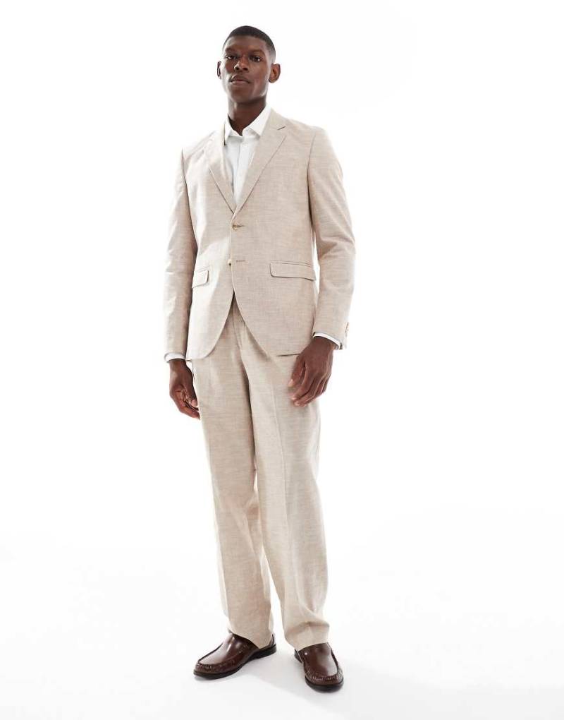 Jack & Jones Premium - Locker geschnittene Anzughose aus Leinen in Beige-Neutral von Jack & Jones