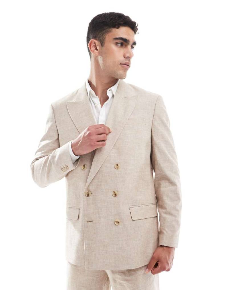 Jack & Jones Premium - Locker geschnittene Anzugjacke mit Leinen in Beige-Neutral von Jack & Jones