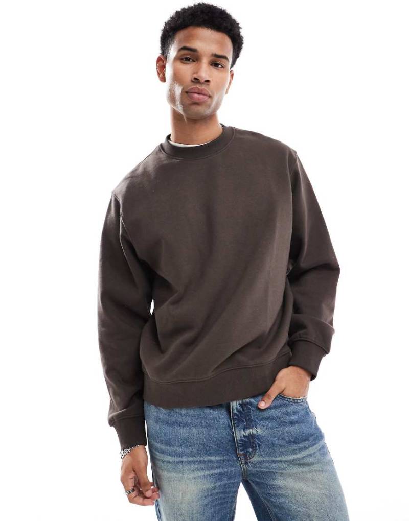 Jack & Jones Premium - Schweres Oversize-Sweatshirt in Schokobraun mit Rundhalsausschnitt, 400 g/m² von Jack & Jones