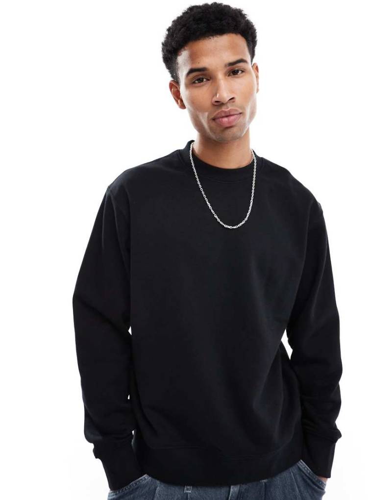 Jack & Jones Premium - Schweres Oversize-Sweatshirt in Schwarz mit Rundhalsausschnitt, 400 g/m² von Jack & Jones