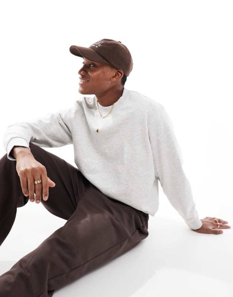 Jack & Jones Premium - Schweres Oversize-Sweatshirt in meliertem Hellgrau mit Rundhalsausschnitt, 400 g/m² von Jack & Jones