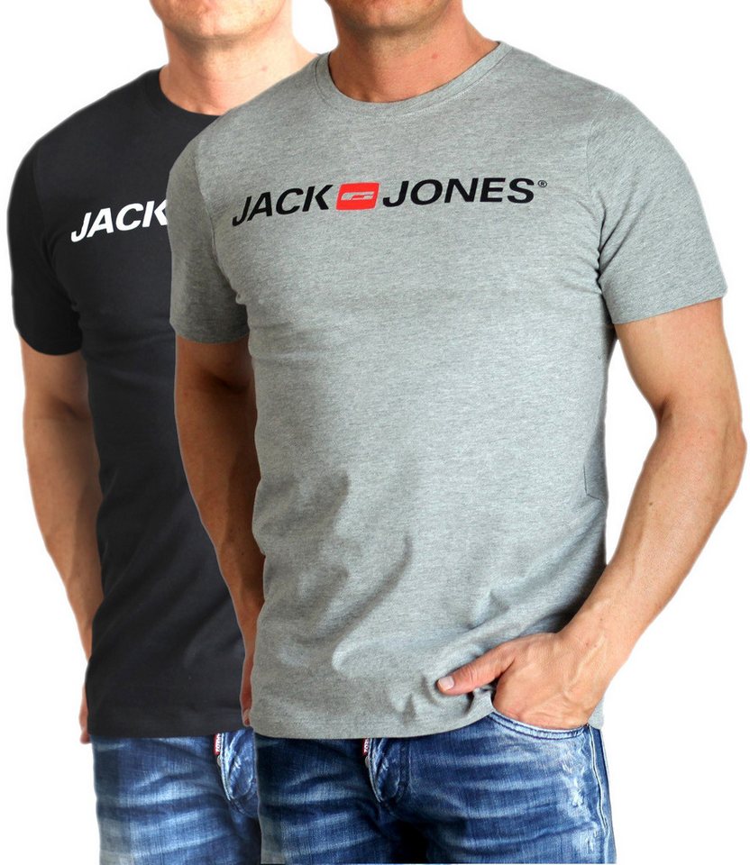 Jack & Jones T-Shirt Bequemes Logo-Shirt mit Printdruck (2er-Pack) von Jack & Jones
