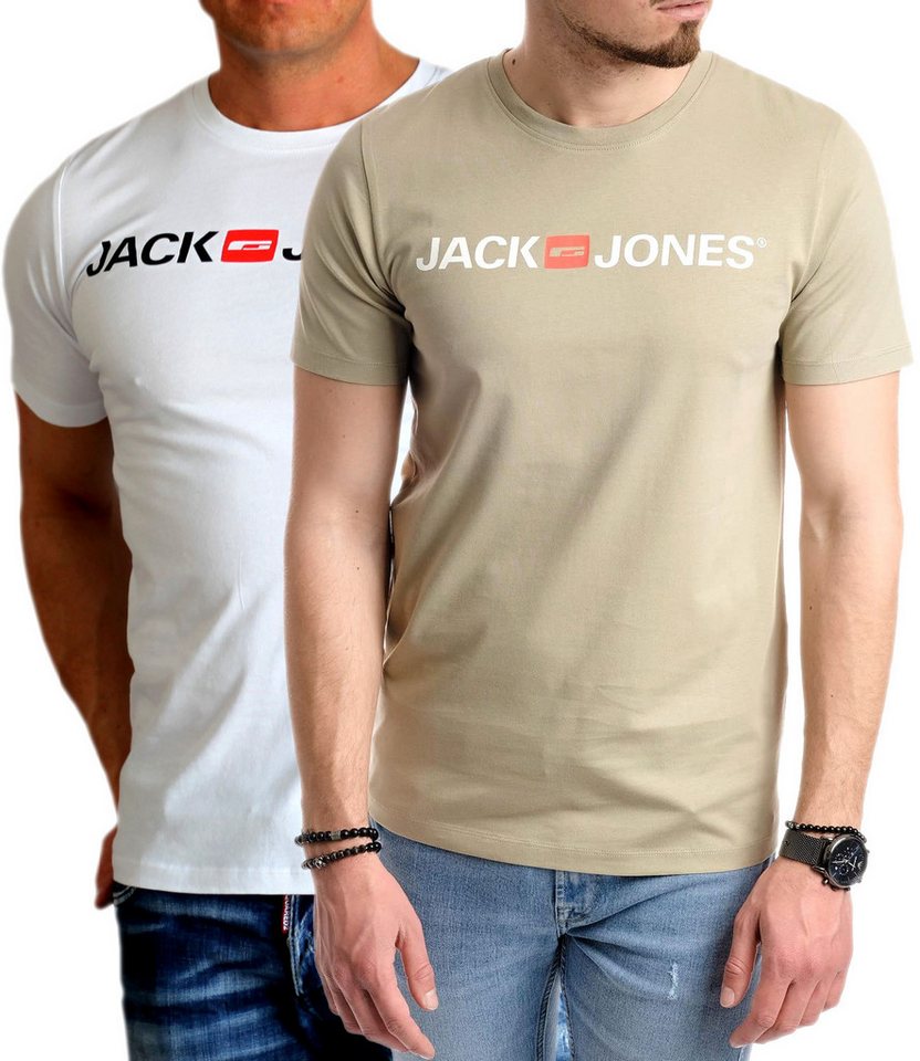 Jack & Jones T-Shirt Bequemes Logo-Shirt mit Printdruck (2er-Pack) von Jack & Jones