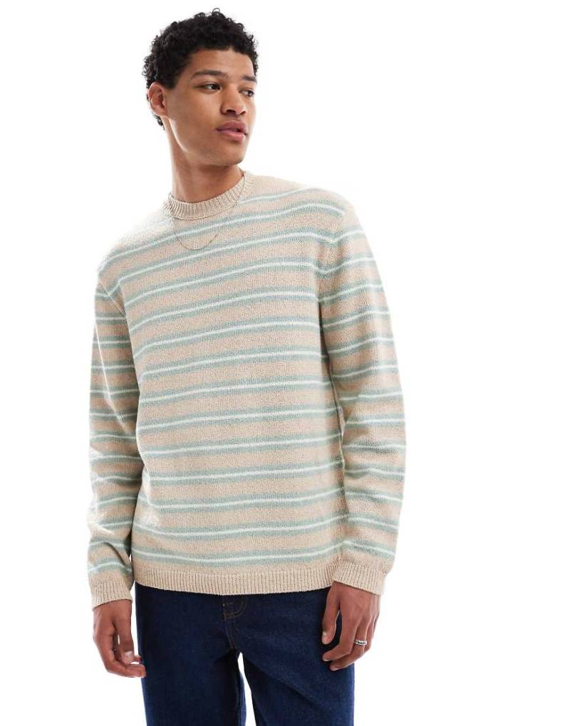Jack & Jones - Pullover aus Bouclé-Strick in Blau mit Streifen von Jack & Jones
