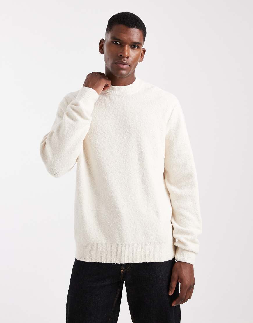 Jack & Jones - Pullover aus Bouclé in Creme-Weiß von Jack & Jones