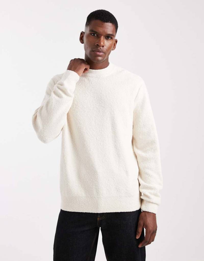 Jack & Jones - Pullover aus Bouclé in Creme-Weiß von Jack & Jones