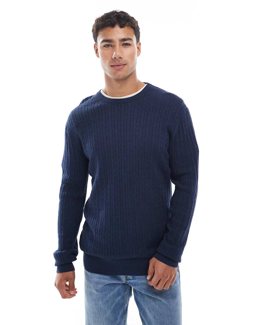 Jack & Jones - Pullover in Marineblau mit Zopfmuster von Jack & Jones