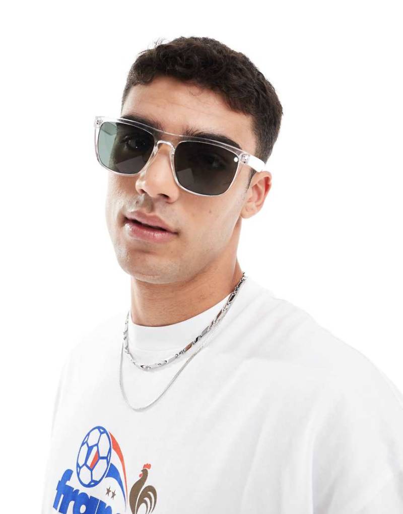 Jack & Jones - Quadratische Retro-Sonnenbrille mit transparentem Rahmen und getönten Gläsern von Jack & Jones