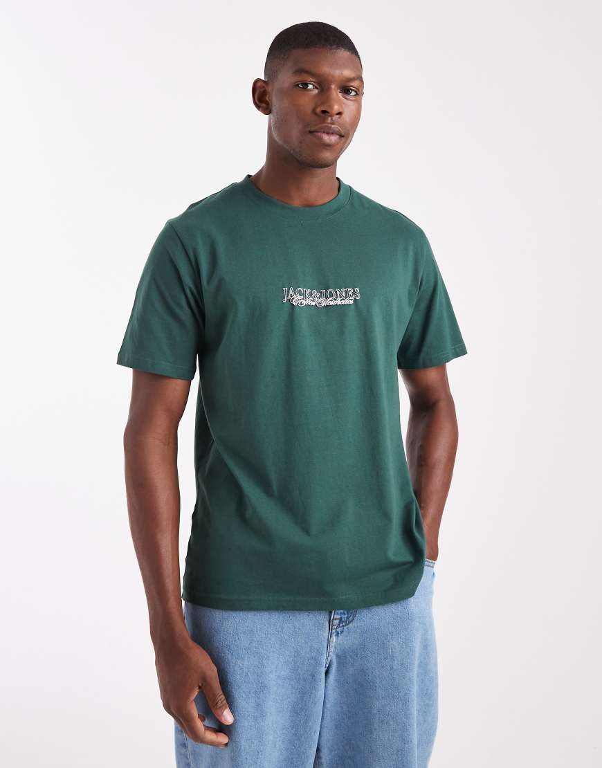 Jack & Jones - Relaxed-Fit-T-Shirt in Grün mit Logo vorne von Jack & Jones