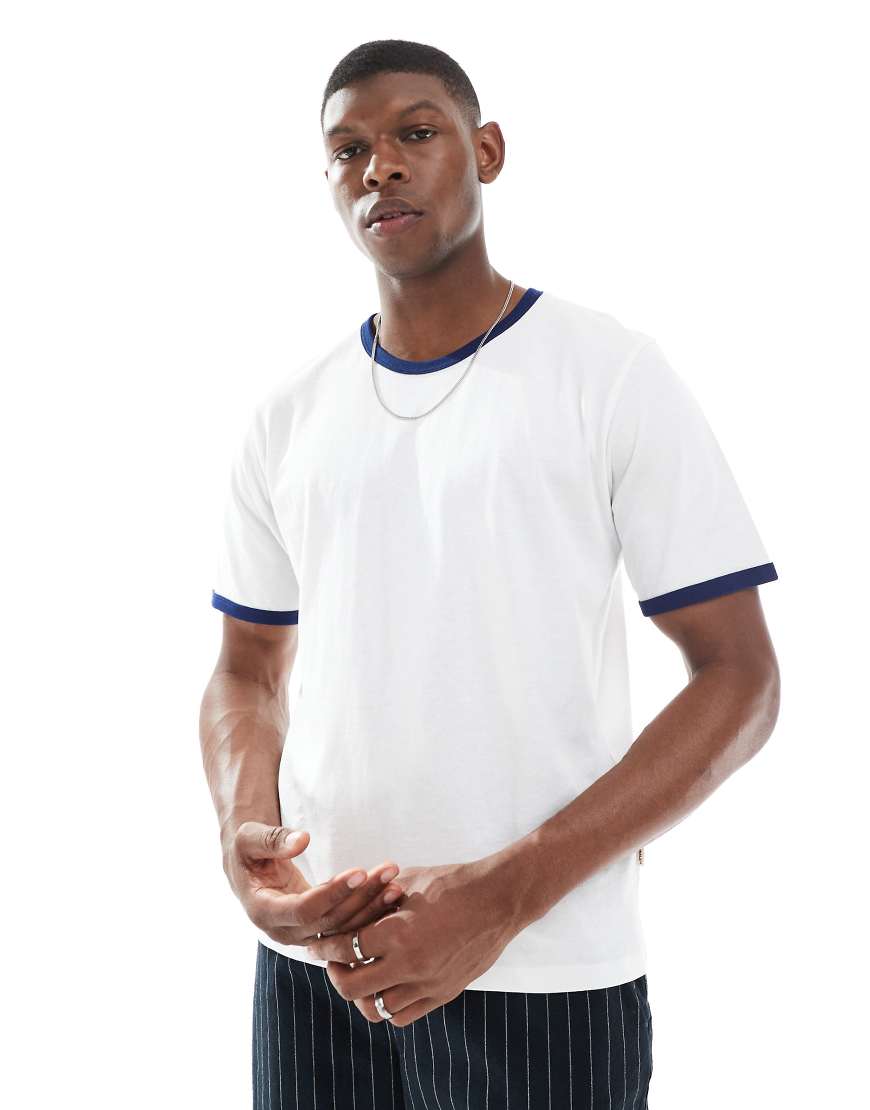 Jack & Jones - Ringer-T-Shirt in Weiß mit figurbetontem Schnitt Jack & Jones - Ringer-T-Shirt in Weiß mit figurbetontem Schnitt von Jack & Jones